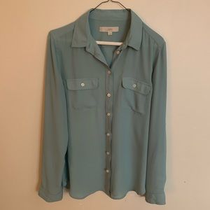 LOFT Utility Blouse in Seafoam. Size M.